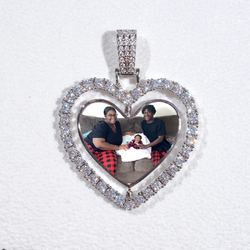 3D Spinning 2-Faced Heart Custom Picture Pendant