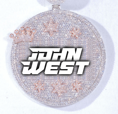 CUSTOM LETTER NECKLACE 3D BIG CROWN DISC