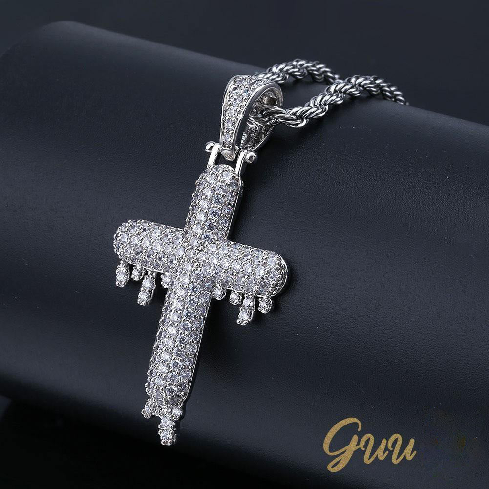 18K Gold-Plated Micro-inlay CZ Cross Necklace - The GUU Shop