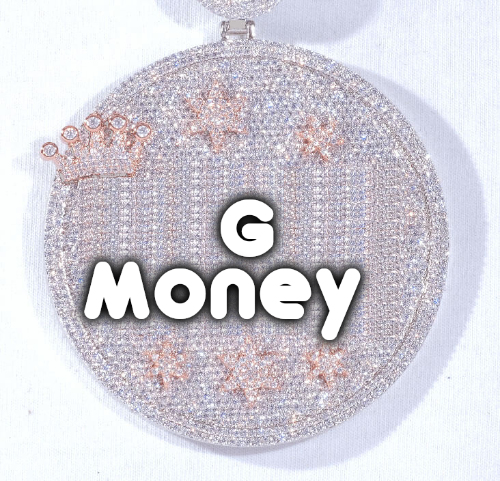 CUSTOM LETTER NECKLACE 3D BIG CROWN DISC