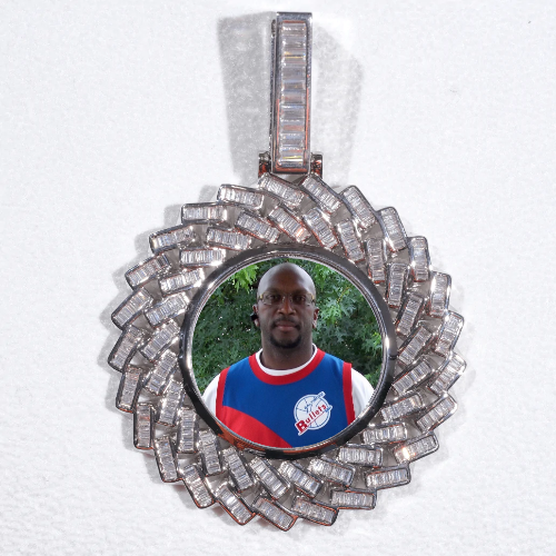 Large 3D Baguette Custom Picture Pendant