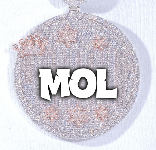 CUSTOM LETTER NECKLACE 3D BIG CROWN DISC