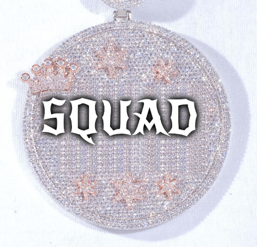 CUSTOM LETTER NECKLACE 3D BIG CROWN DISC