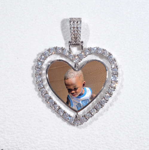 3D Spinning 2-Faced Heart Custom Picture Pendant
