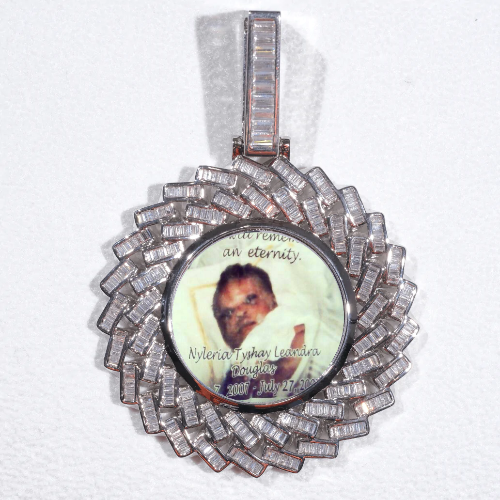 Large 3D Baguette Custom Picture Pendant