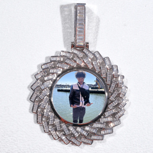 Large 3D Baguette Custom Picture Pendant