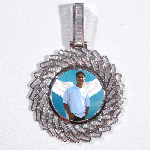 Large 3D Baguette Custom Picture Pendant