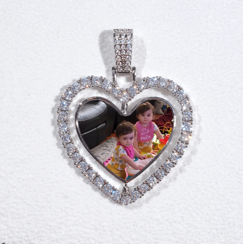 3D Spinning 2-Faced Heart Custom Picture Pendant
