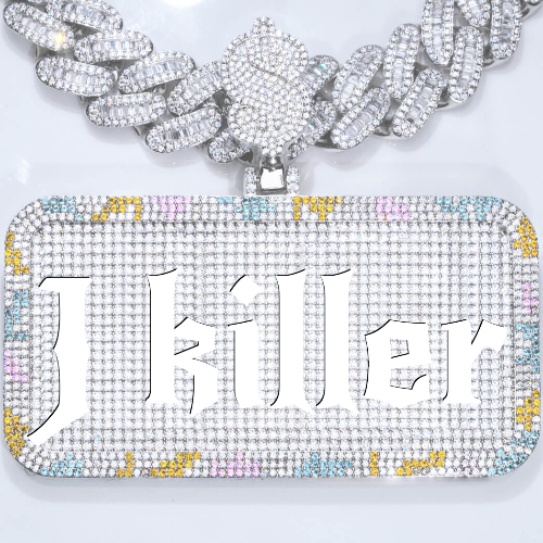 CUSTOM LETTER NECKLACE 3D COLORFUL SQUARE