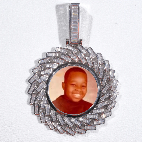 Large 3D Baguette Custom Picture Pendant