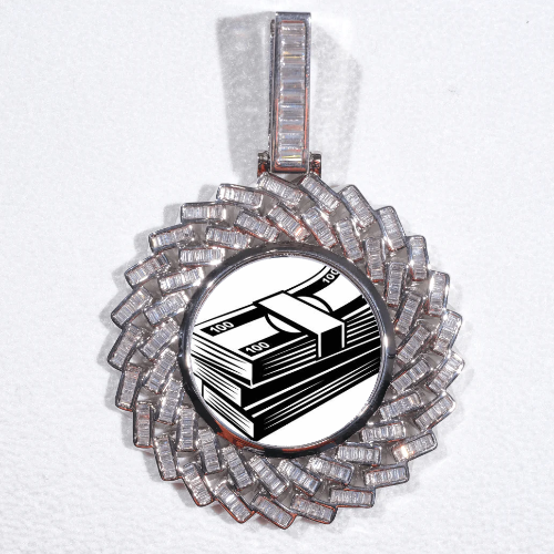 Large 3D Baguette Custom Picture Pendant