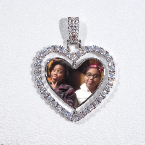 3D Spinning 2-Faced Heart Custom Picture Pendant