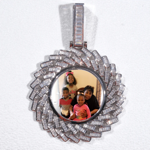Large 3D Baguette Custom Picture Pendant