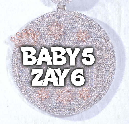 CUSTOM LETTER NECKLACE 3D BIG CROWN DISC