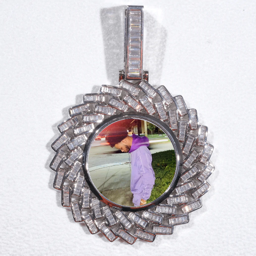 Large 3D Baguette Custom Picture Pendant