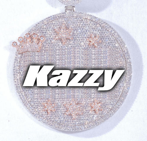 CUSTOM LETTER NECKLACE 3D BIG CROWN DISC