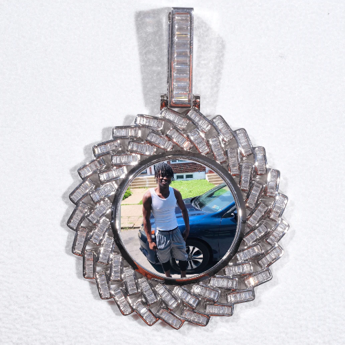 Large 3D Baguette Custom Picture Pendant