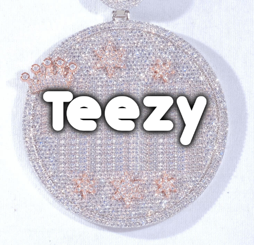CUSTOM LETTER NECKLACE 3D BIG CROWN DISC
