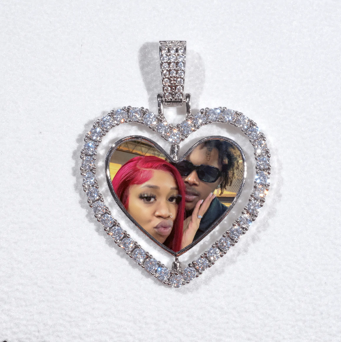 3D Spinning 2-Faced Heart Custom Picture Pendant