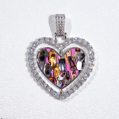 3D Spinning 2-Faced Heart Custom Picture Pendant
