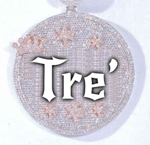 CUSTOM LETTER NECKLACE 3D BIG CROWN DISC