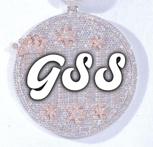 CUSTOM LETTER NECKLACE 3D BIG CROWN DISC