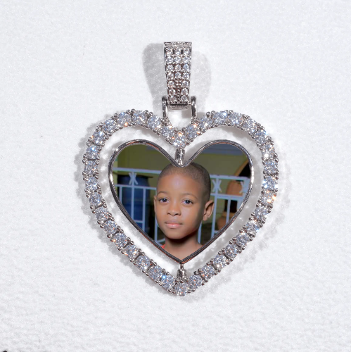 3D Spinning 2-Faced Heart Custom Picture Pendant