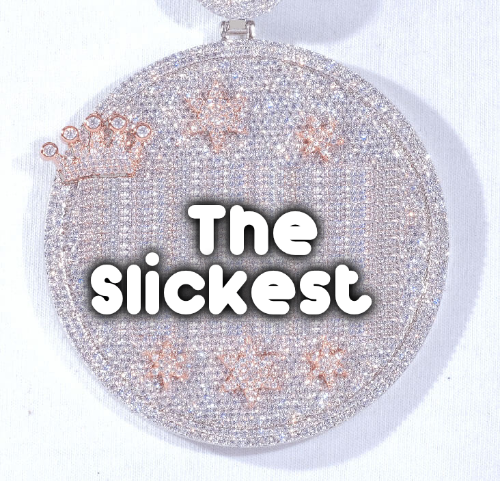 CUSTOM LETTER NECKLACE 3D BIG CROWN DISC
