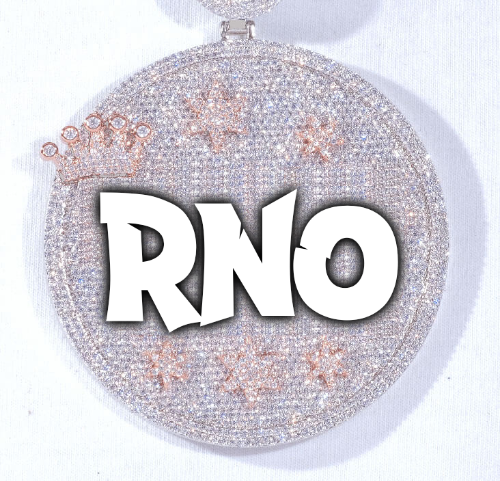 CUSTOM LETTER NECKLACE 3D BIG CROWN DISC