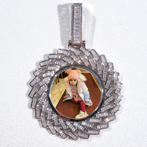 Large 3D Baguette Custom Picture Pendant