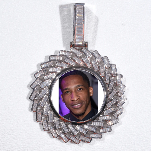 Large 3D Baguette Custom Picture Pendant