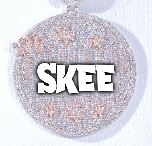 CUSTOM LETTER NECKLACE 3D BIG CROWN DISC
