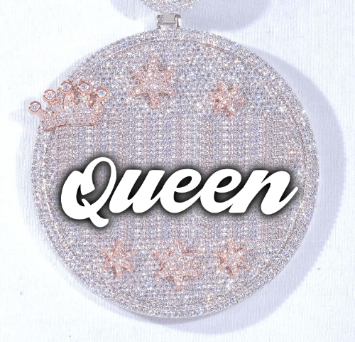CUSTOM LETTER NECKLACE 3D BIG CROWN DISC