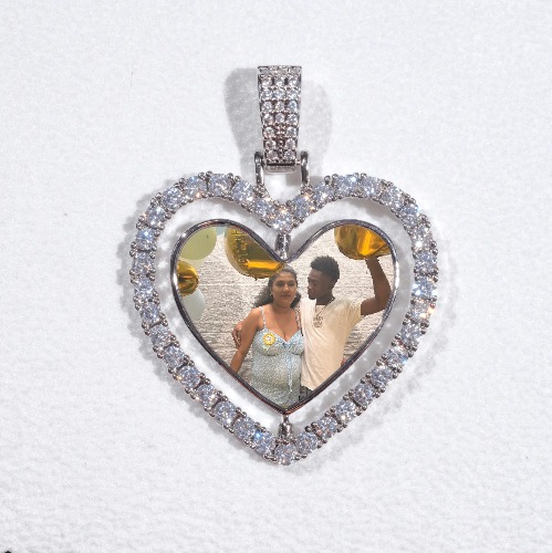 3D Spinning 2-Faced Heart Custom Picture Pendant
