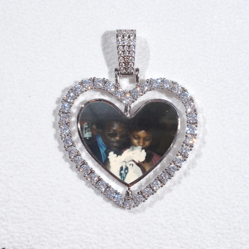 3D Spinning 2-Faced Heart Custom Picture Pendant