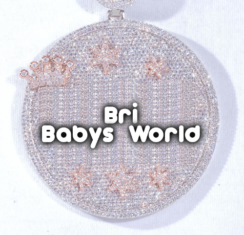 CUSTOM LETTER NECKLACE 3D BIG CROWN DISC