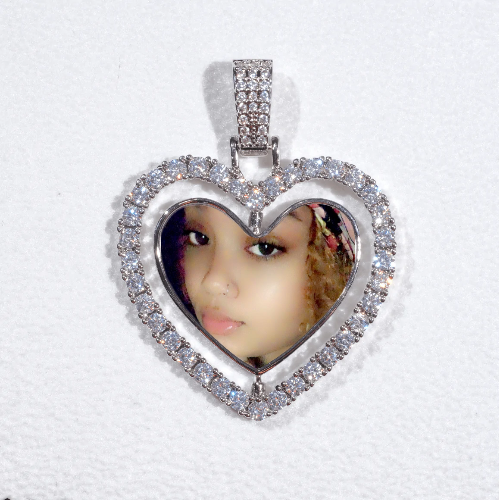 3D Spinning 2-Faced Heart Custom Picture Pendant
