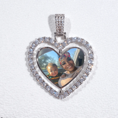 3D Spinning 2-Faced Heart Custom Picture Pendant