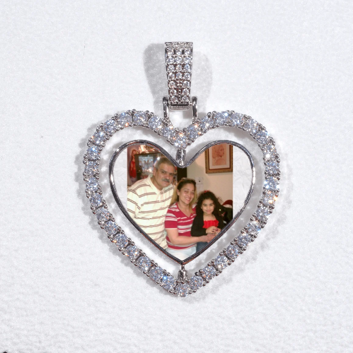 3D Spinning 2-Faced Heart Custom Picture Pendant