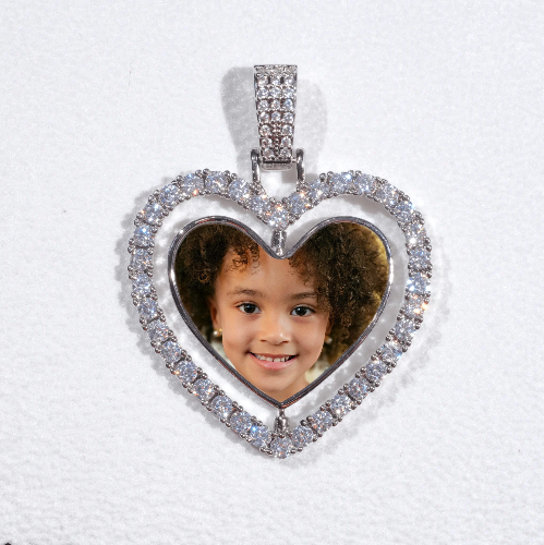 3D Spinning 2-Faced Heart Custom Picture Pendant