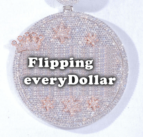 CUSTOM LETTER NECKLACE 3D BIG CROWN DISC