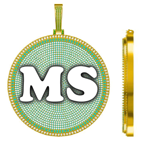 CUSTOM LETTER NECKLACE 3D BIG DISC