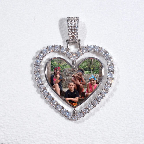 3D Spinning 2-Faced Heart Custom Picture Pendant