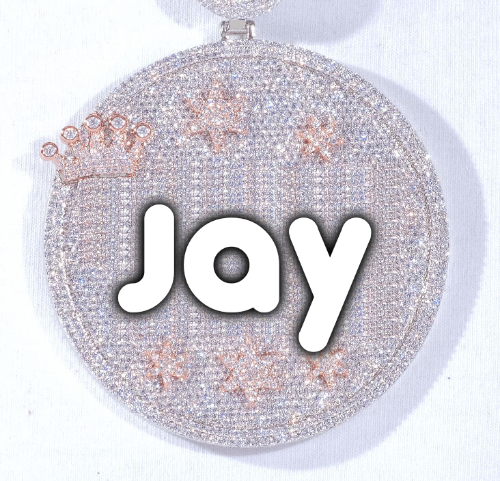 CUSTOM LETTER NECKLACE 3D BIG CROWN DISC