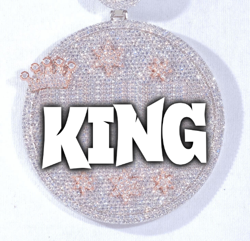 CUSTOM LETTER NECKLACE 3D BIG CROWN DISC