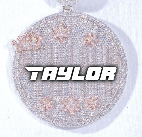 CUSTOM LETTER NECKLACE 3D BIG CROWN DISC