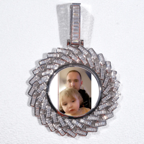 Large 3D Baguette Custom Picture Pendant