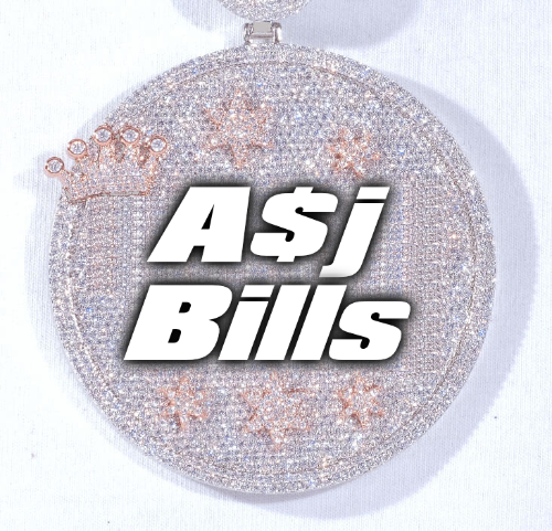 CUSTOM LETTER NECKLACE 3D BIG CROWN DISC