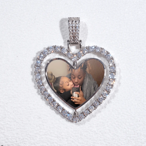 3D Spinning 2-Faced Heart Custom Picture Pendant