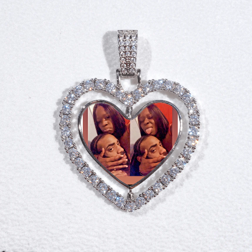 3D Spinning 2-Faced Heart Custom Picture Pendant